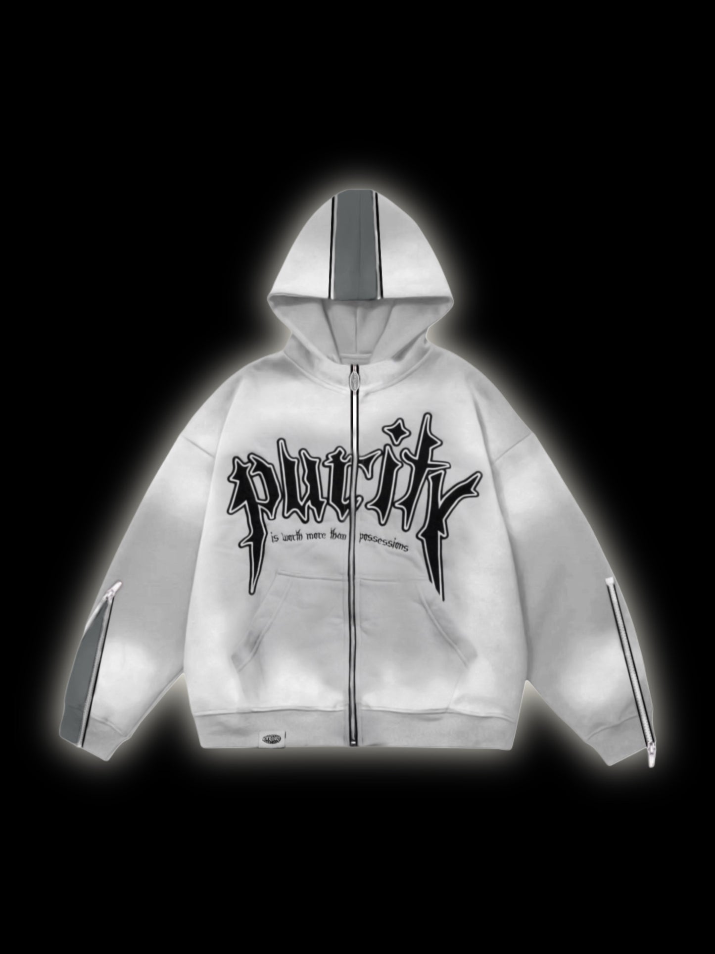 PURITY FLARED ZIP UP ACID WASH WHITE