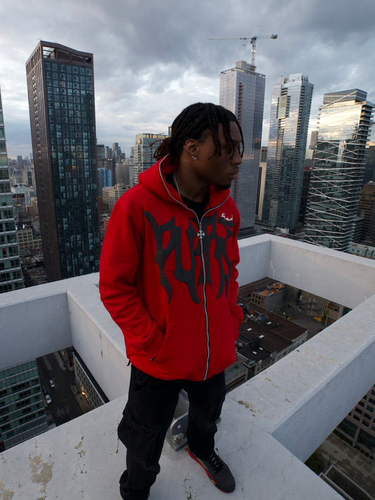 CROSS PUFF FULL ZIP (CRIMSON)